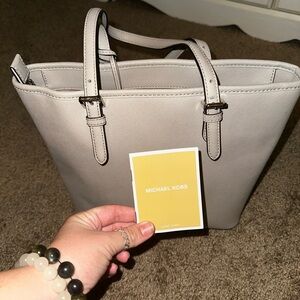 Michael Kors Light Creamy Gray Tote Bag